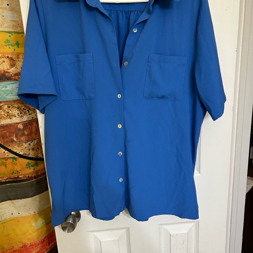 Susan Graver Blue Button Down Shirt